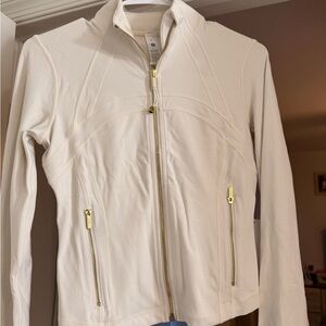 lululemon athletica Cream Zip-Up Jacket with Gold Hardware